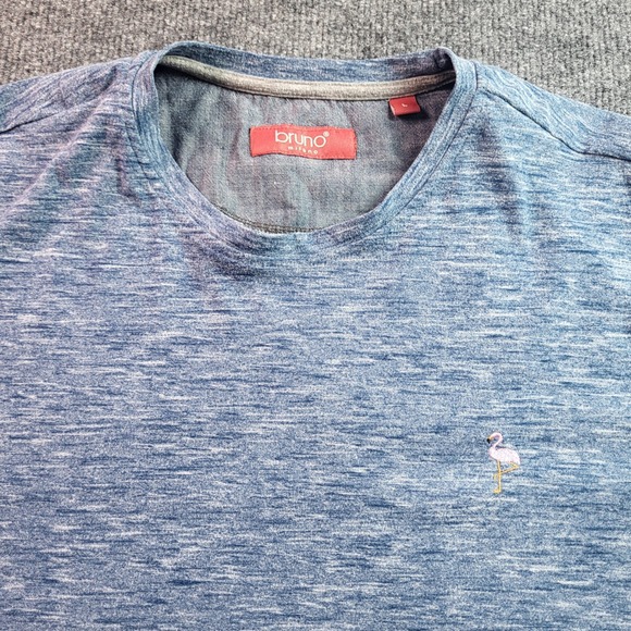 Bruno Milano Men's Blue Flamingo Embroidered T-Shirt Casual Tee - Picture 1 of 8